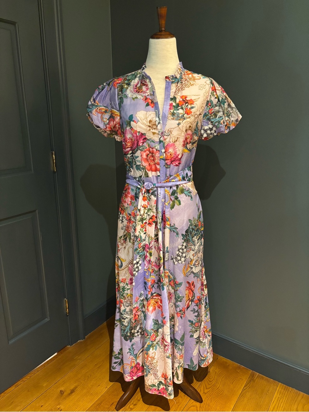 Robert Graham Lavender Floral Maxi Dress with Multicolor Print